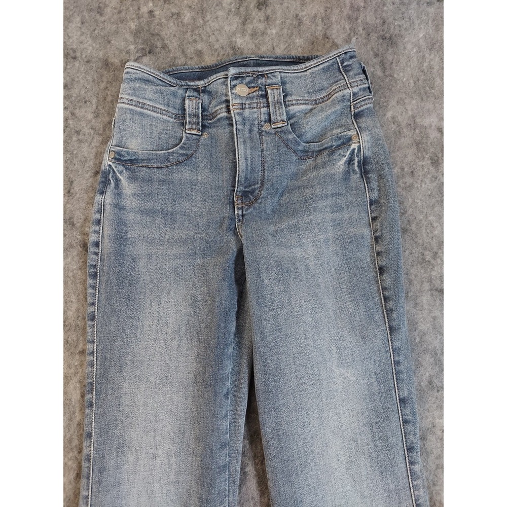 NYDJ Jeans Womens 00 Blue Marilyn Straight Raw Hem Stretch Lift Tuck Medium Wash - Picture 3 of 11